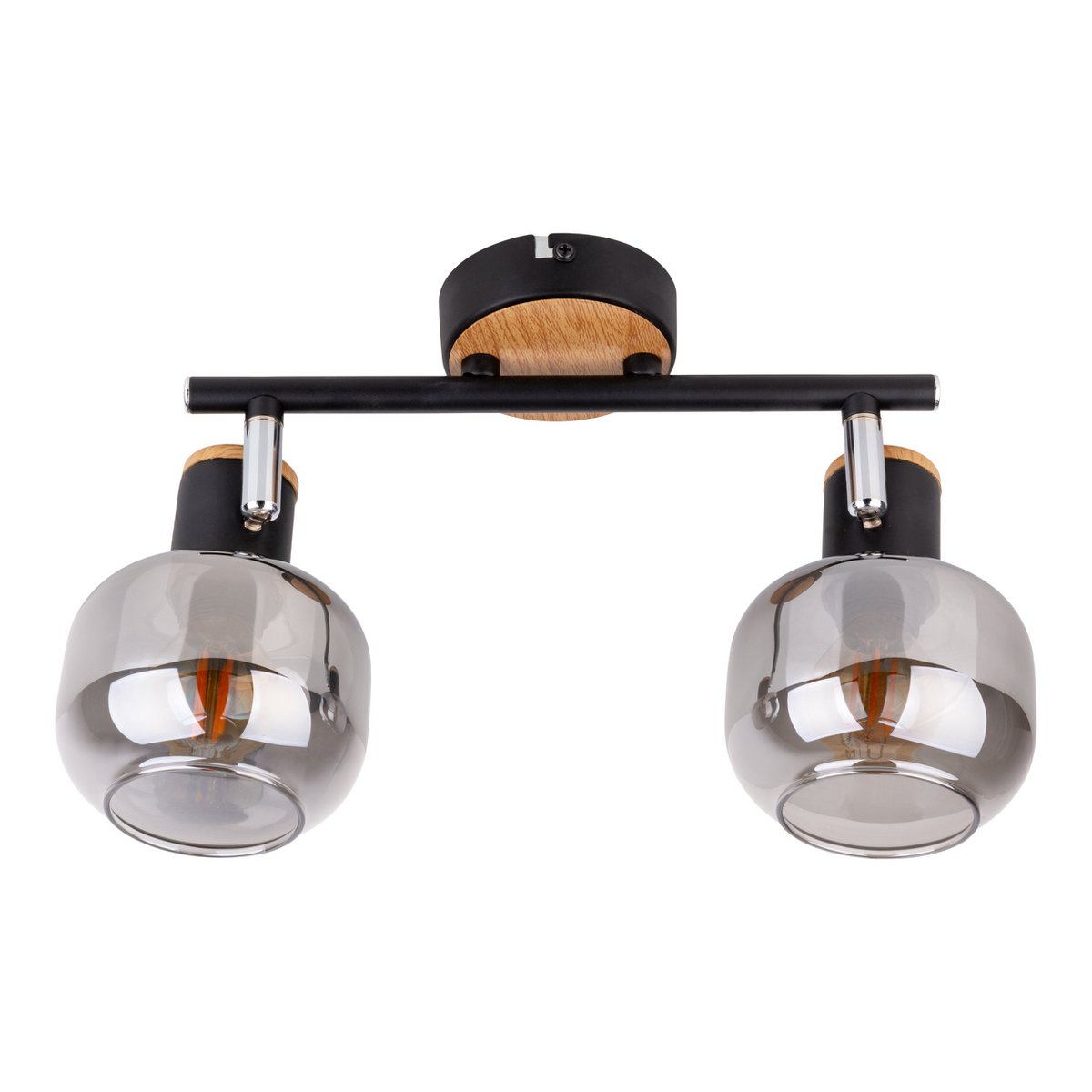 Näve Fumoso Plafondlamp 2-Spot Zwart Glas 40cm