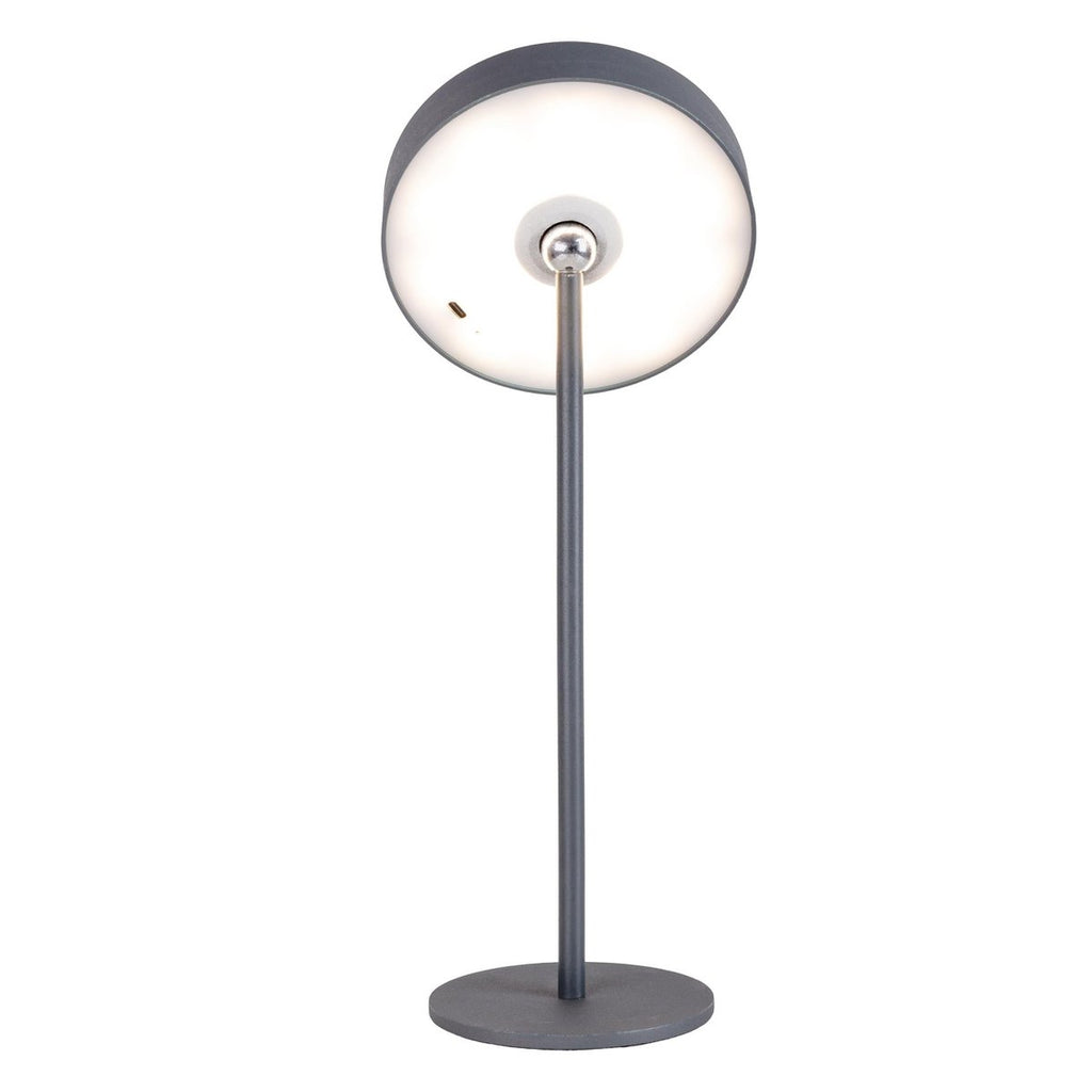 LED -batterijtafellamp magnetisch "ella" voor buiten en binnen, gemaakt van metaal en plastic in grijs, 35 cm hoog