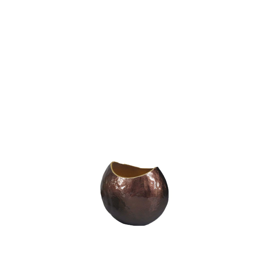 Ovale Vase Aluminium Marron 22,5cm