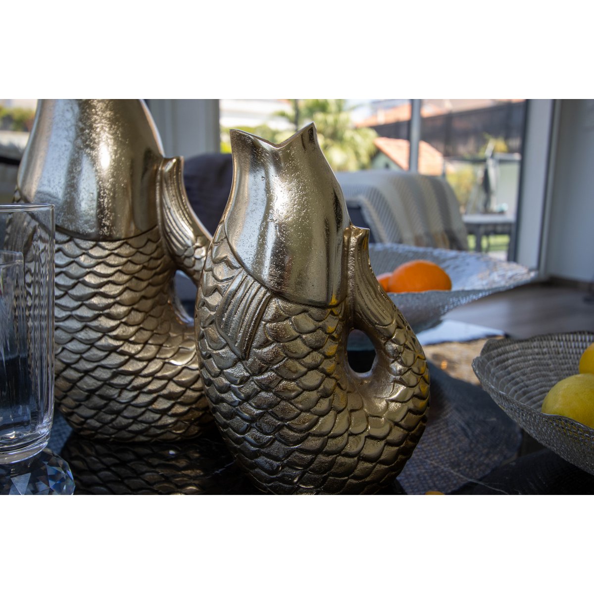 Gouden Visvaas 16x10x24,5 cm - Aulica Aluminium
