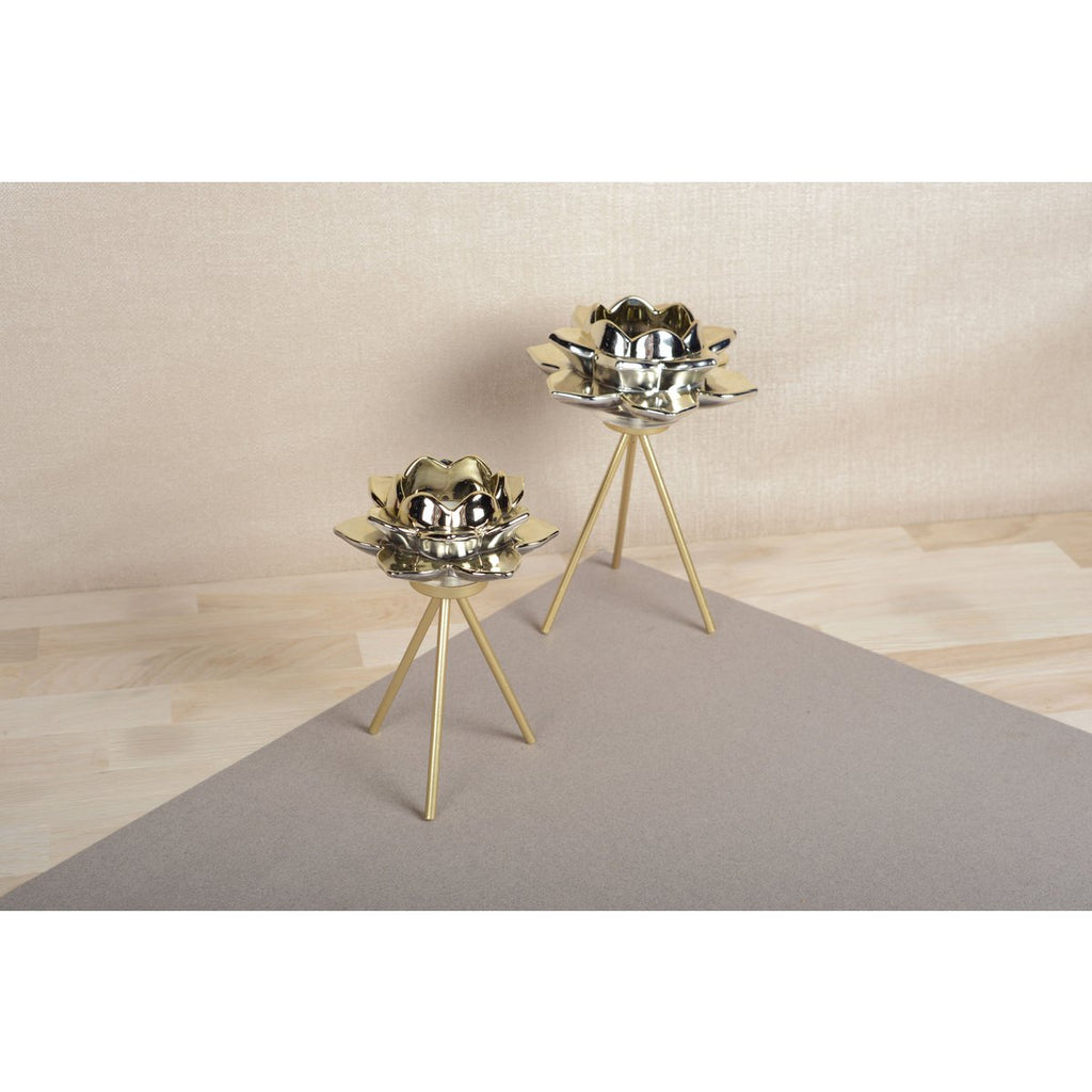 Gouden Bloemstandaard - 12.5x12.5x17.5 cm Aulica