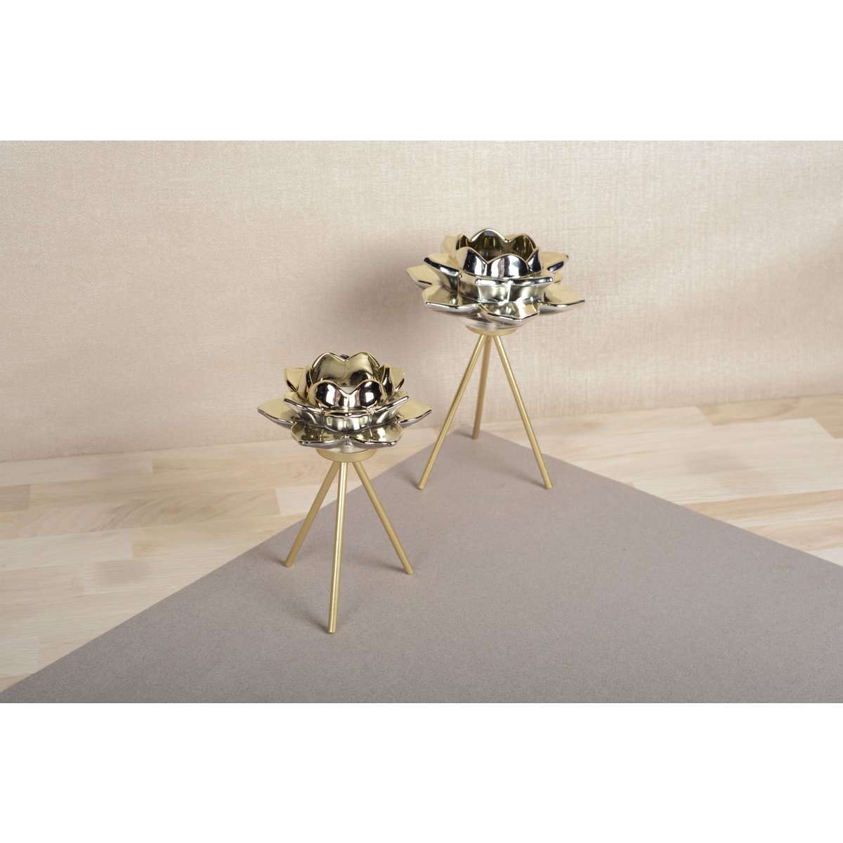 Gouden Bloemstandaard - 12.5x12.5x17.5 cm Aulica