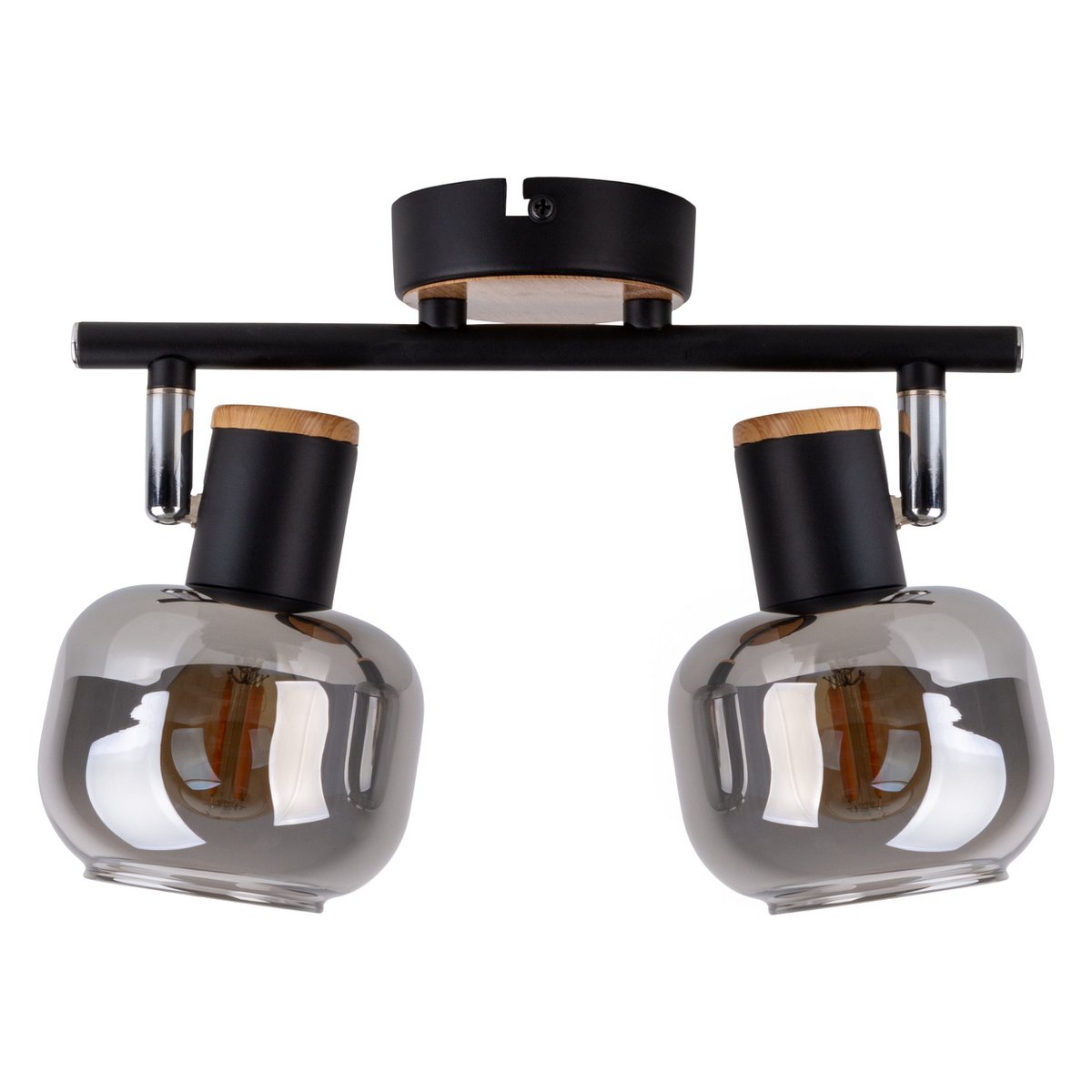 Näve Fumoso Plafondlamp 2-Spot Zwart Glas 40cm