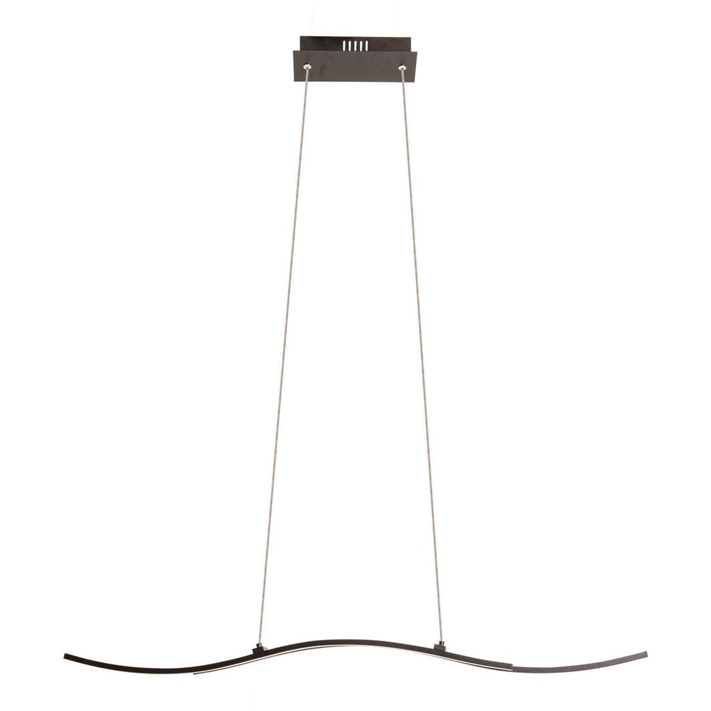 LED hanglamp "onda", hanglamp gemaakt van metaal en plastic in zwart, met stevig ingebouwde LED's, verlichting voor woonkamer, eetkamer of kantoor, 96 cm lang