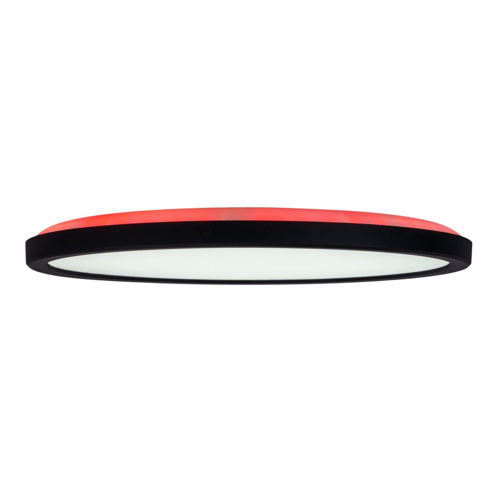 Het LED-plafondlicht "Carlo" met RGB-backlight, Ø van 29,3 cm, klassiekmoderne plafondlicht gemaakt van zwart/wit plastic met veel functies, b.v.