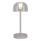 2 Set LED Battery Table Light "Gomba" voor buiten en binnen, gemaakt van metaal en plastic in wit, 18,5 cm hoog