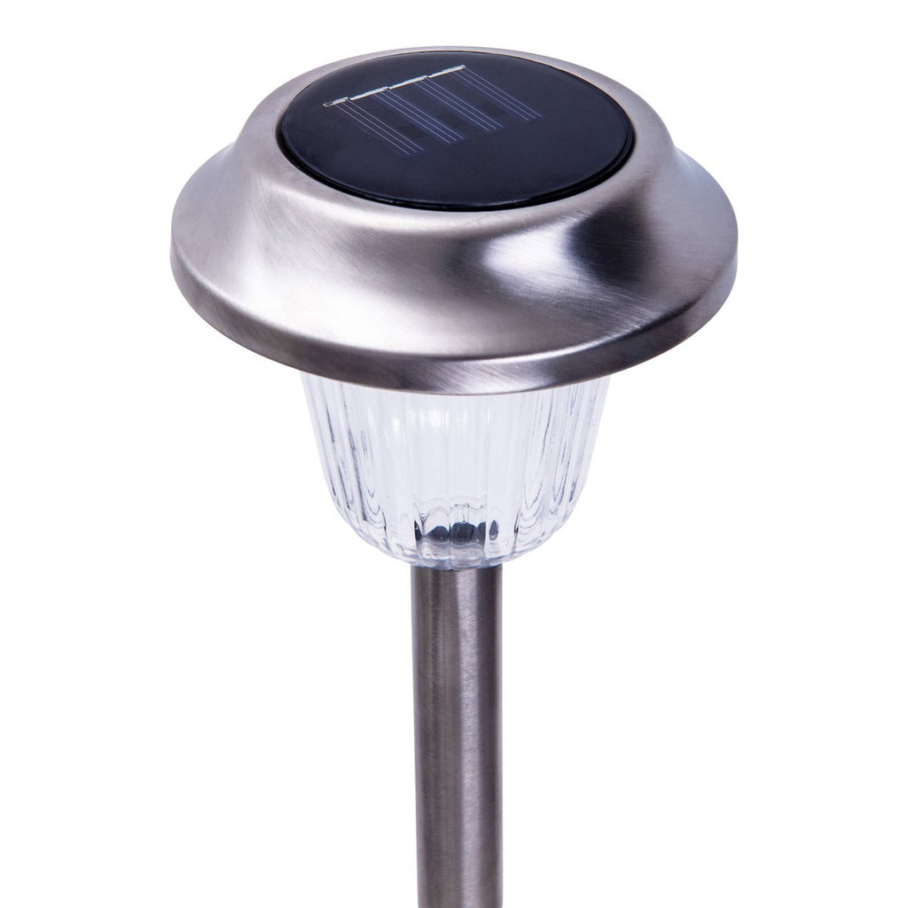 6 Set LED LED LED Outer Light "Gustav" met gemalen spit, roestvrij staal en acryl, met stevig ingebouwde LED's in koud wit, 39 cm hoog