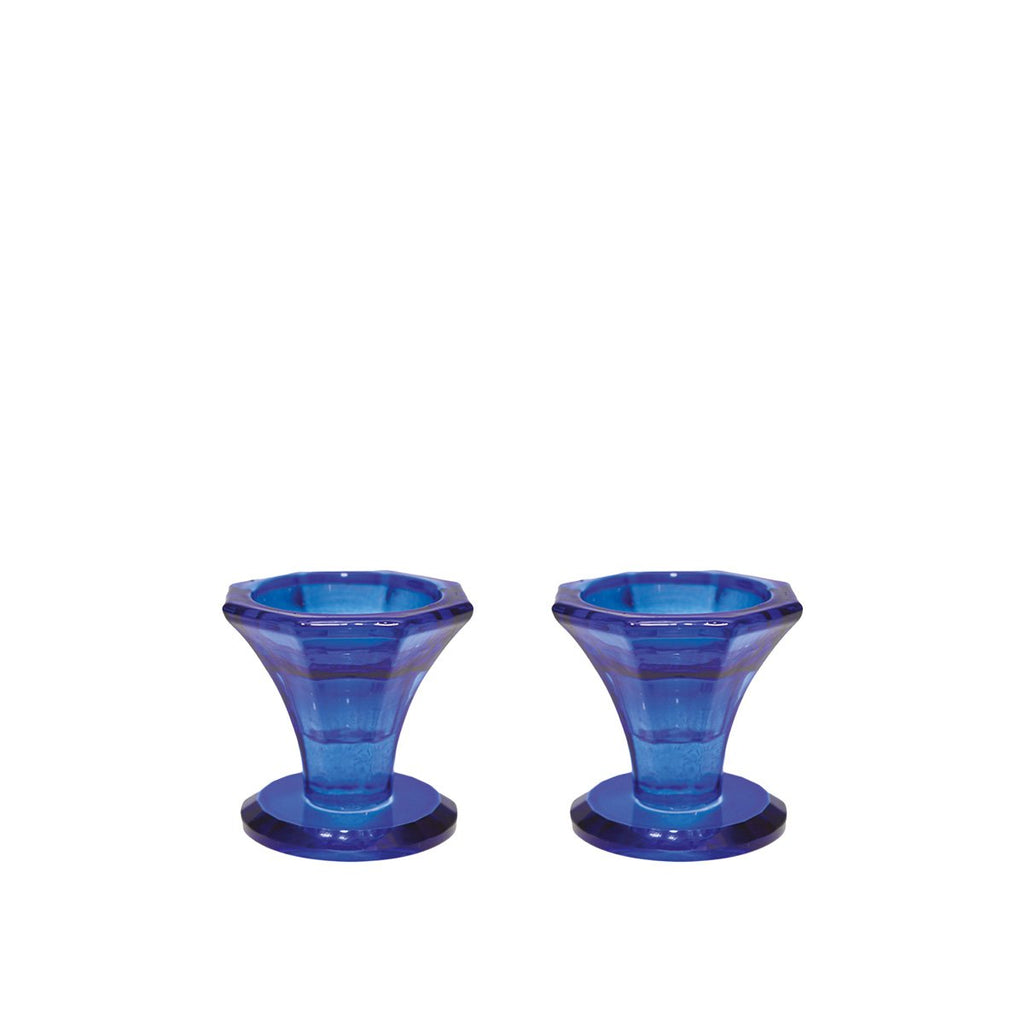 Blauwe kandelaar - Set van 2 - H5.5cm - Aulica