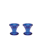 Blauwe kandelaar - Set van 2 - H5.5cm - Aulica