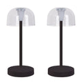 2 Set LED Battery Table Light "Gomba" voor buiten en binnen, gemaakt van metaal en plastic in zwart, 18,5 cm hoog