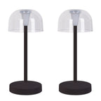 2 Set LED Battery Table Light "Gomba" voor buiten en binnen, gemaakt van metaal en plastic in zwart, 18,5 cm hoog