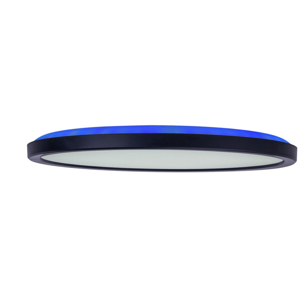 Het LED-plafondlicht "Carlo" met RGB-backlight, Ø van 54 cm, klassiekmoderne plafondlicht gemaakt van zwart/wit plastic met veel functies, b.v.