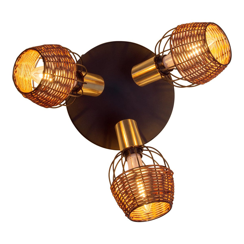 Näve Corbis Plafondlamp 3-vlam Zwart-Goud 38cm