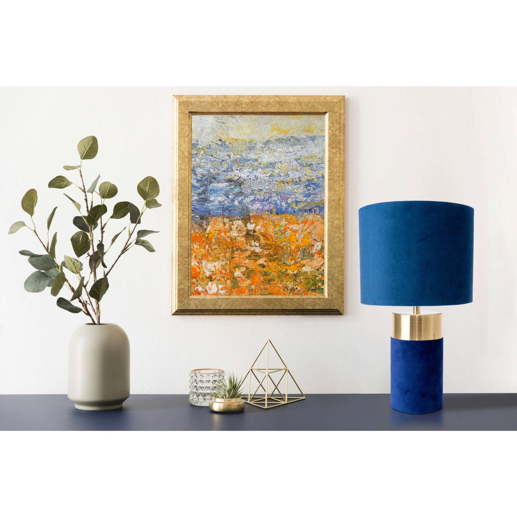 Tafellamp "bordo" 32 cm hoog gemaakt van metaal en velours in goud en blauw, met E14 -versie, lamp voor eetkamer, woonkamer, gang of kantoor