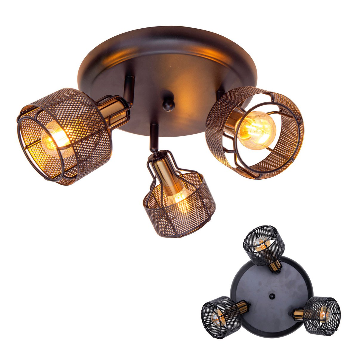 Näve Foro 3-zits Spot - Zwart/Goud 41cm
