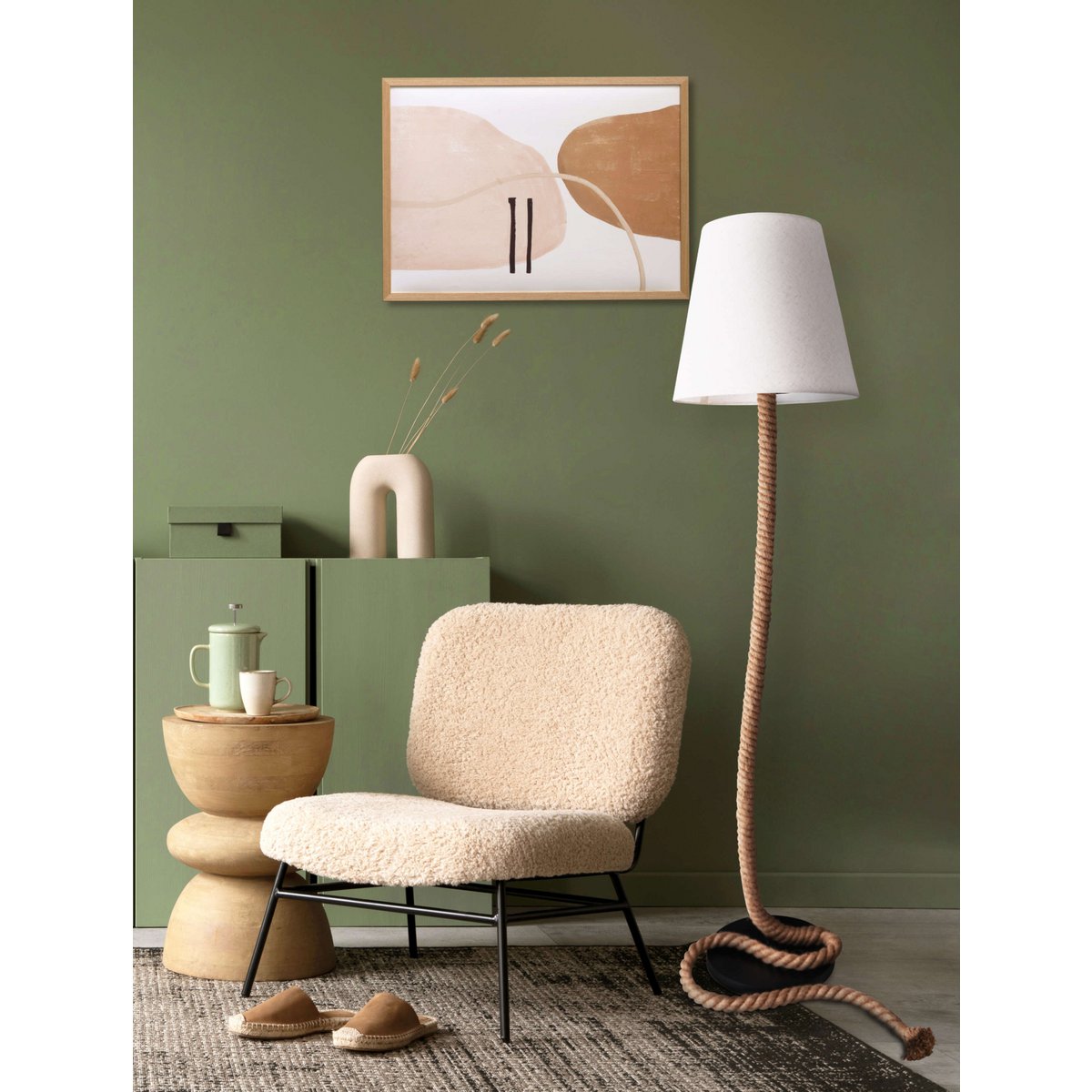 Näve Leuchten Staande Lamp Touw 165cm Beige