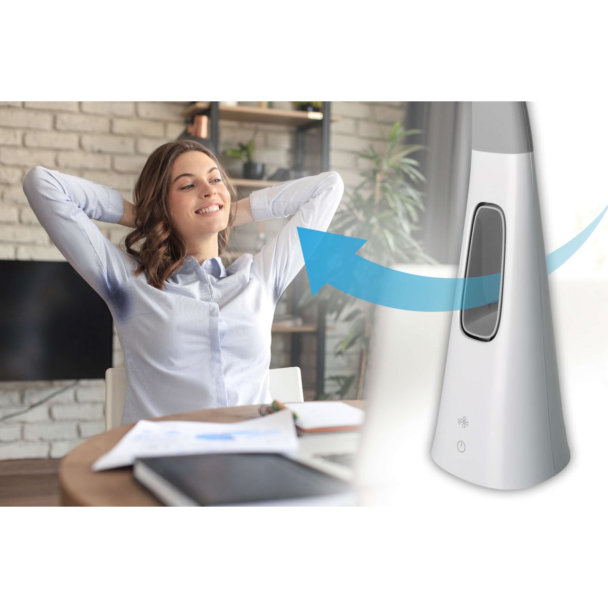 Näve Ventu LED-tafellicht - Wit 40cm Ventilator
