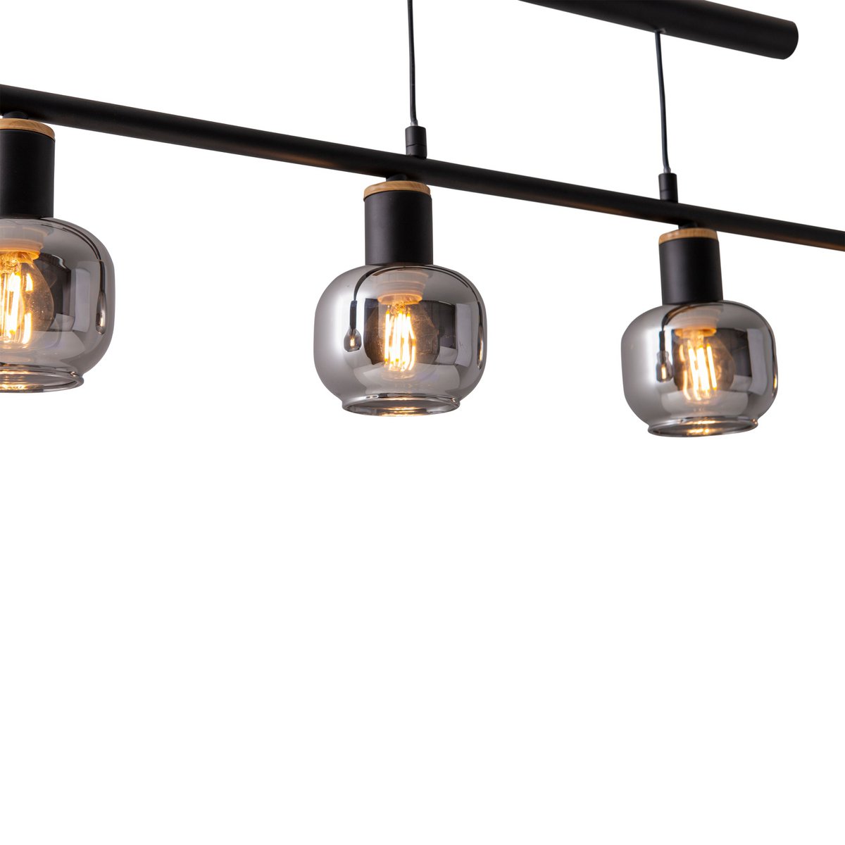 Näve Fumoso Hanglamp 4-lichts 78cm Zwart Rookglas