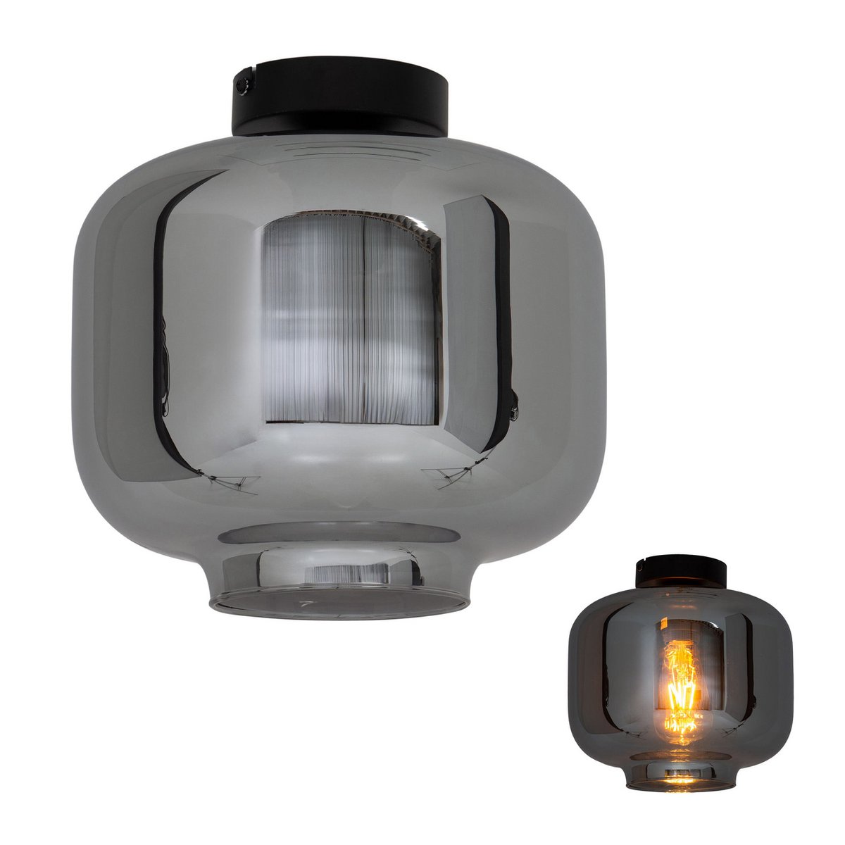 Näve Vaso Plafondlamp - Antraciet Retro 25cm