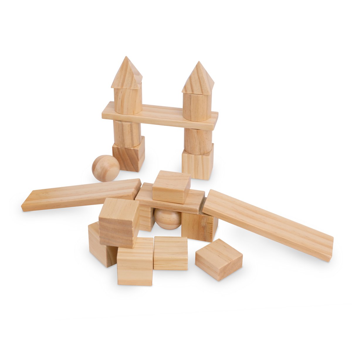 Kinderfeets Houten Blokkenset - Naturel 100 stuks