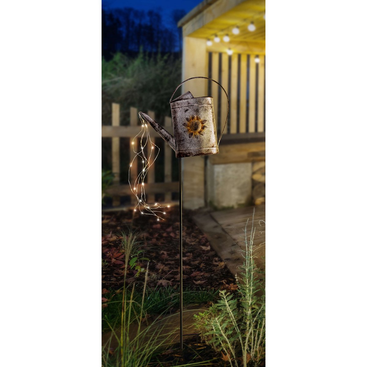 Näve LED Solar Waterhond H:110cm Zilver
