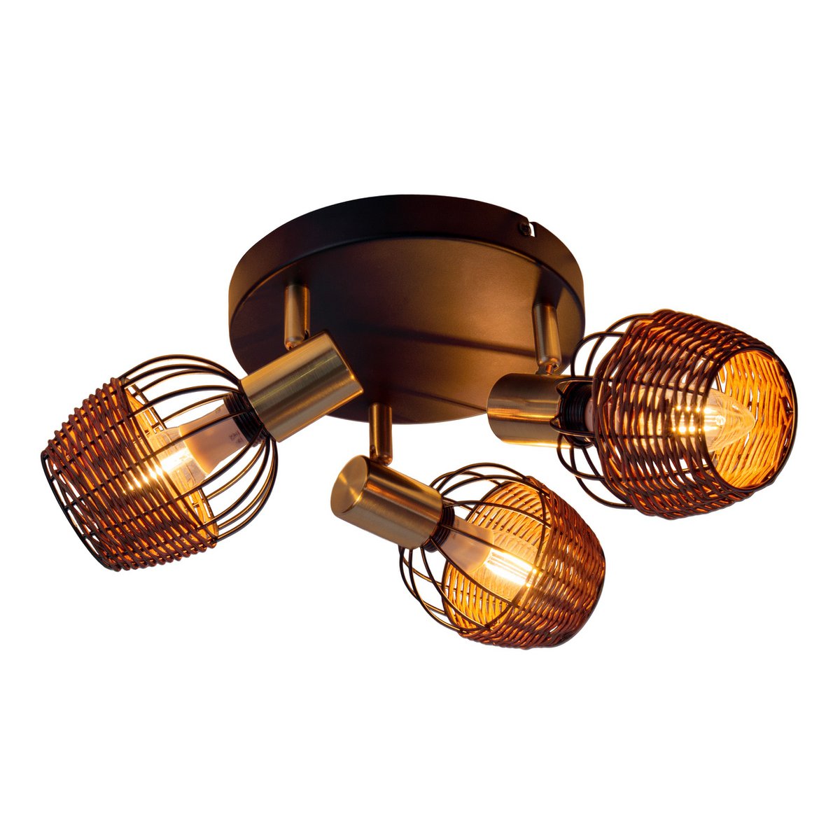 Näve Corbis Plafondlamp 3-vlam Zwart-Goud 38cm