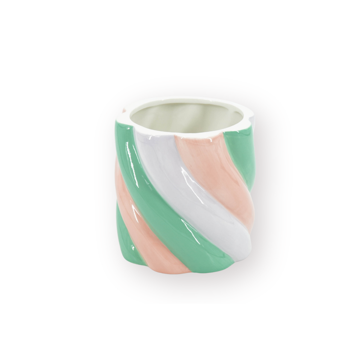 Candylicious Bloempot - Roze/Groen - 12,5x12,5x13cm Candy Twist Design