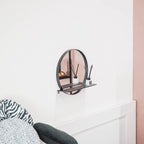 Spiegel - Rond - Metalen - Plank - Zwart - Ø40cm