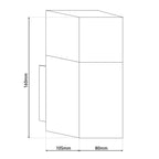 LED externe wandlamp "Leah" gemaakt van metaal en plastic in stalen blanke, geïntegreerde LED
