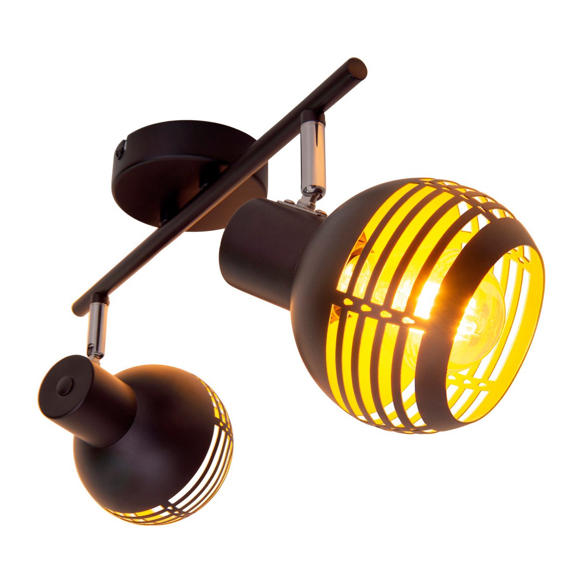 Näve Casco 2 delige Wandlamp Zwart/Gouden Metalen Verlichting 12x15cm
