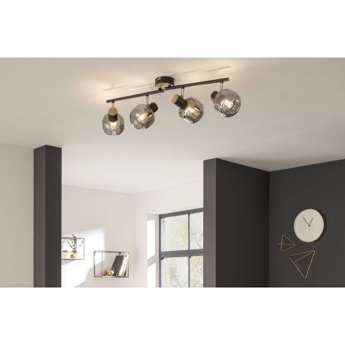Näve Fumoso Plafondlamp - Zwart Rookglas 80cm