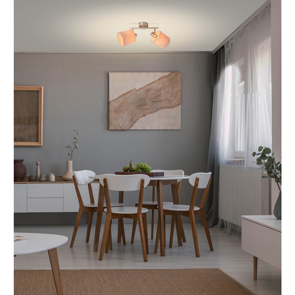 Näve Maron Muur- en Plafondlamp - Nikkel 46cm