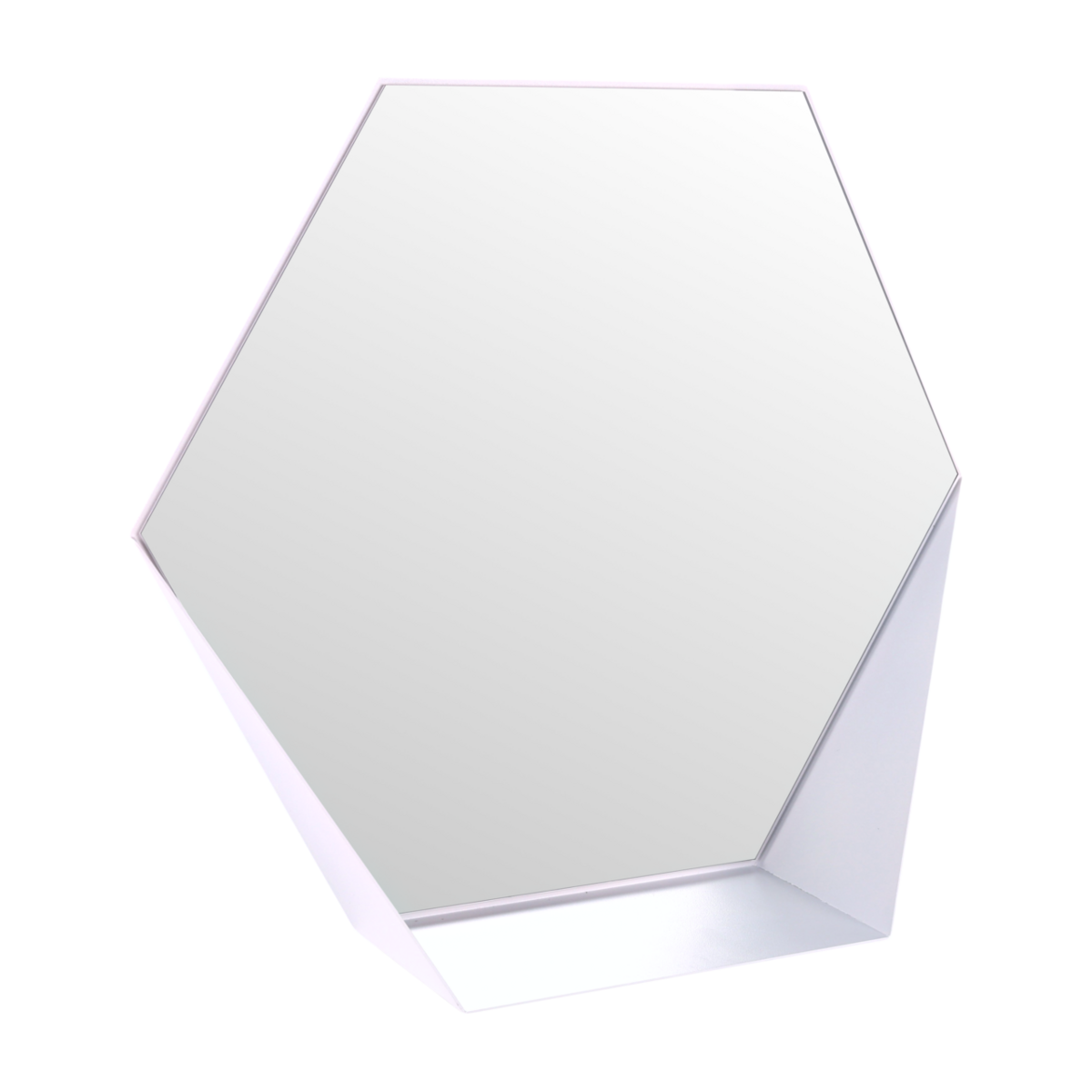 Gorillz Hive Hexagon Wandspiegel - 60x52 cm - Industrieel Wit met Opbergplank