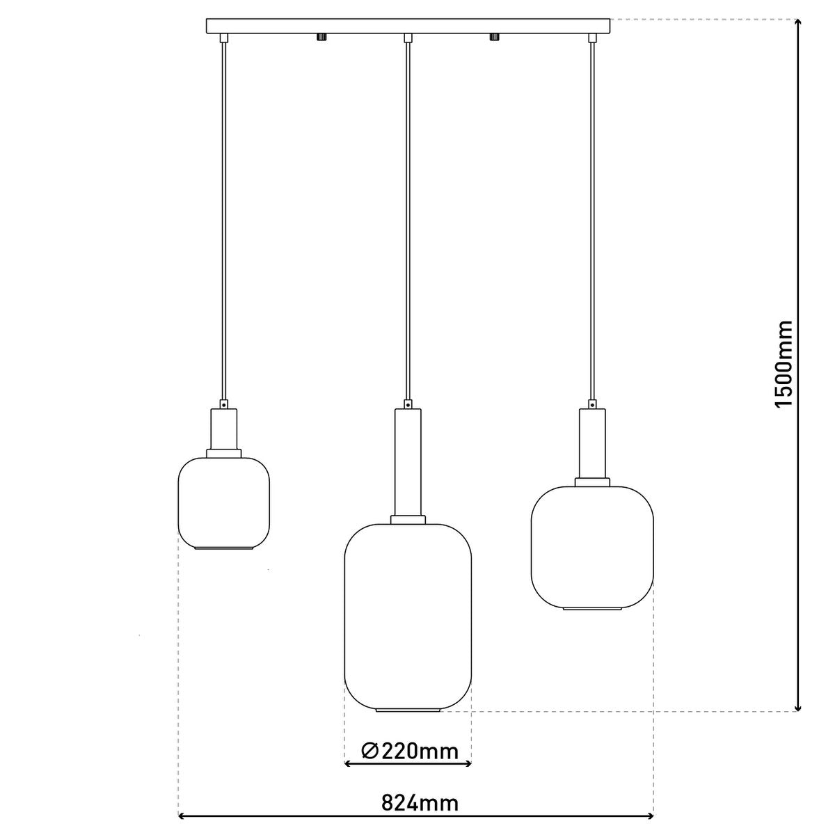 Näve Fumo Hanglamp - Zwart 82cm