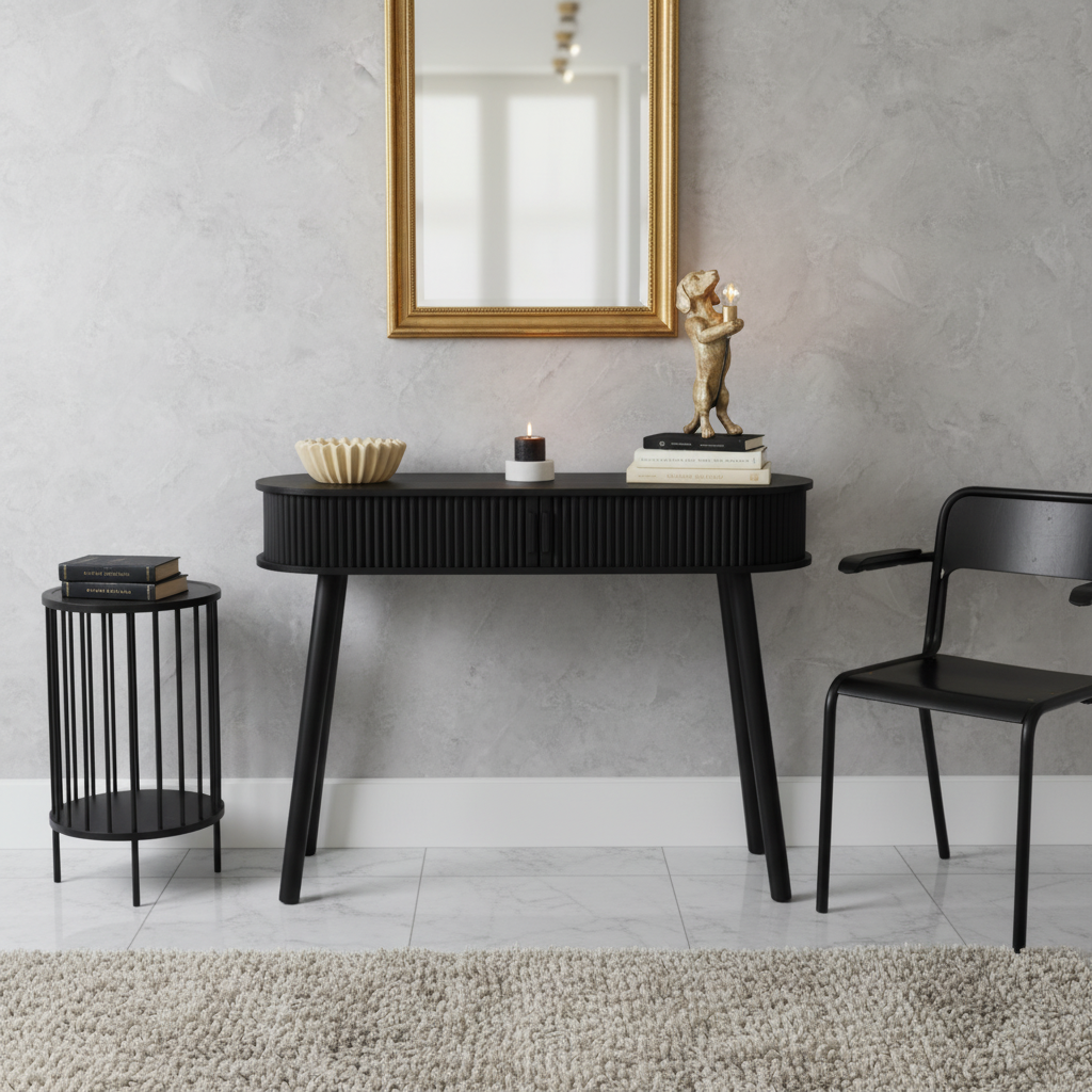 Bijzettafel Zwart MDF 100x33x76cm Opbergmeubel