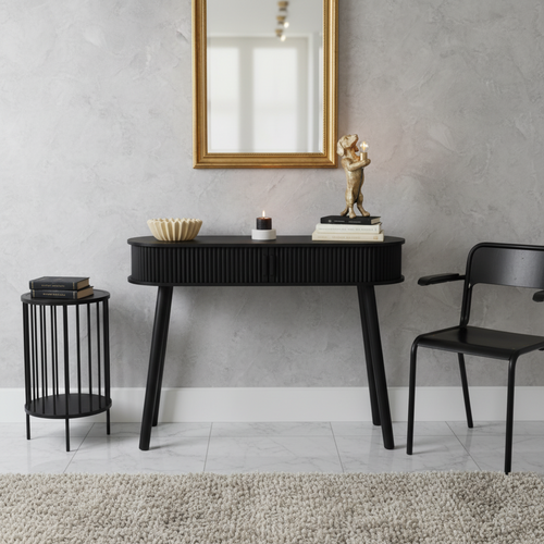 Bijzettafel Zwart MDF 100x33x76cm Opbergmeubel