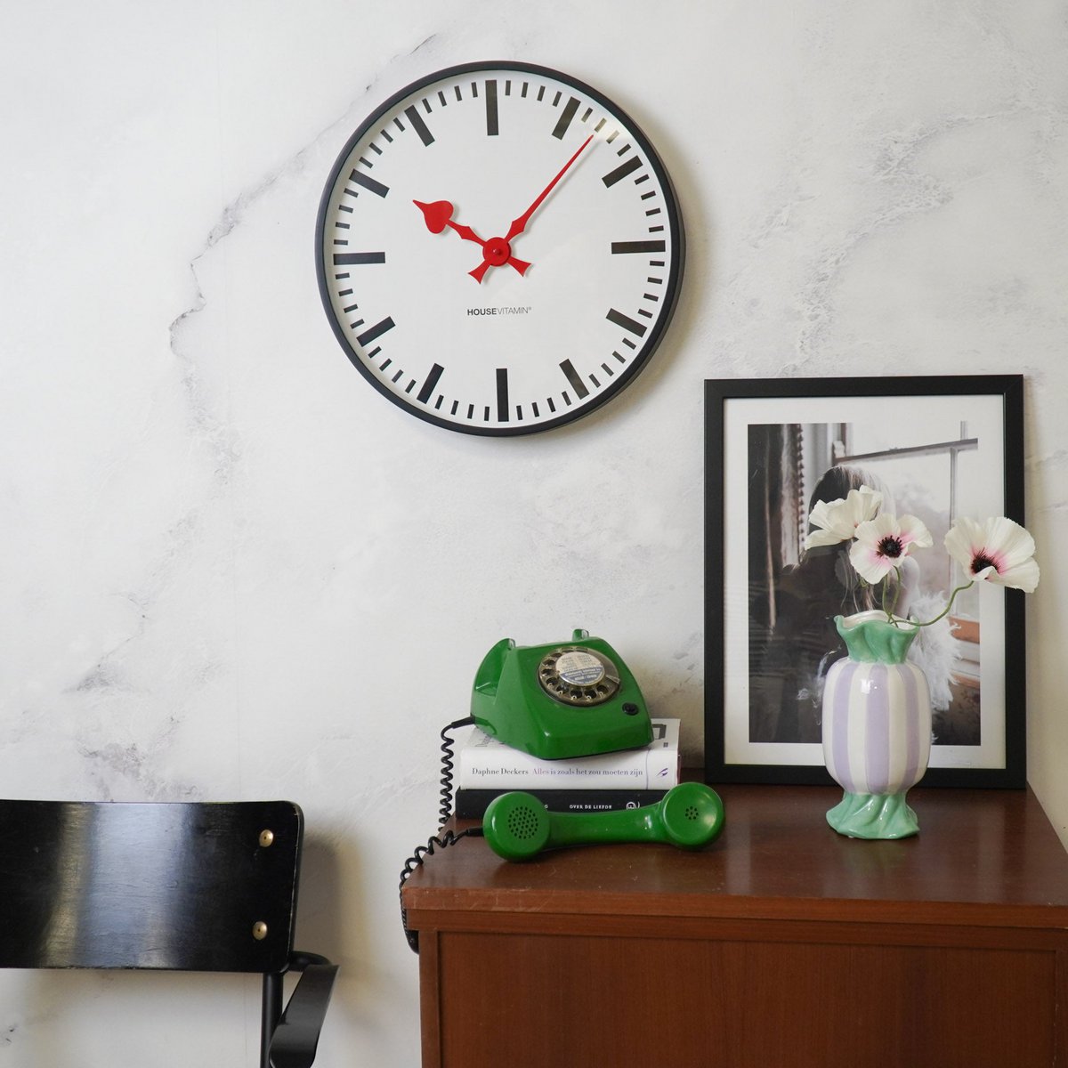 Klock wandklok Station - Wit/Zwart - 40x40x4cm