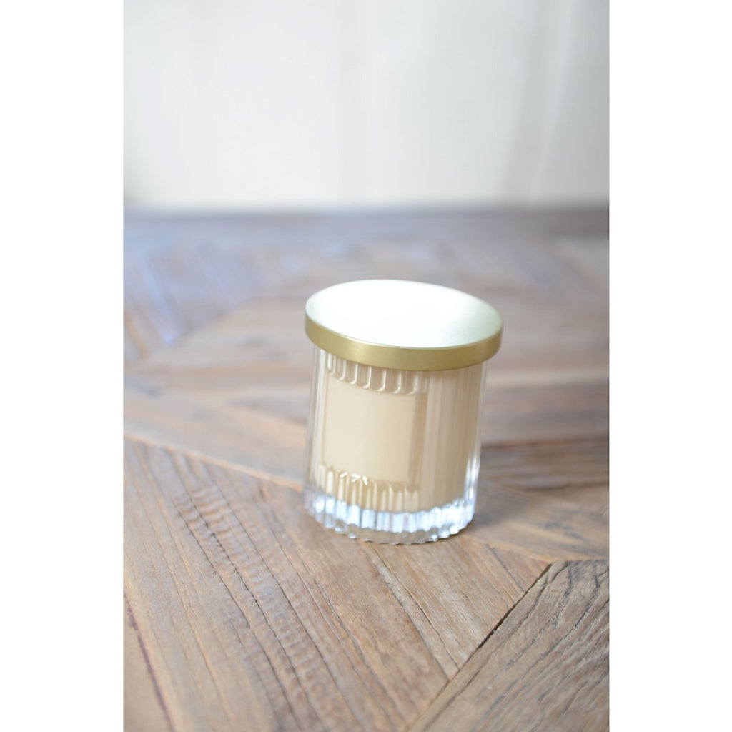 Aulica bruine kaars met gouden deksel kokosparfum - 7,5x9cm