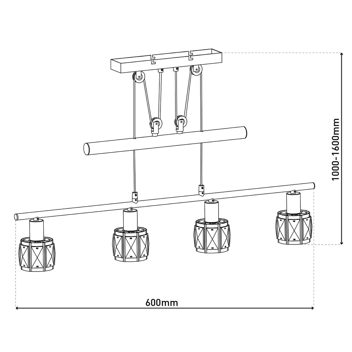 Näve Josefa LED Hanglamp E14 60cm Warm Wit