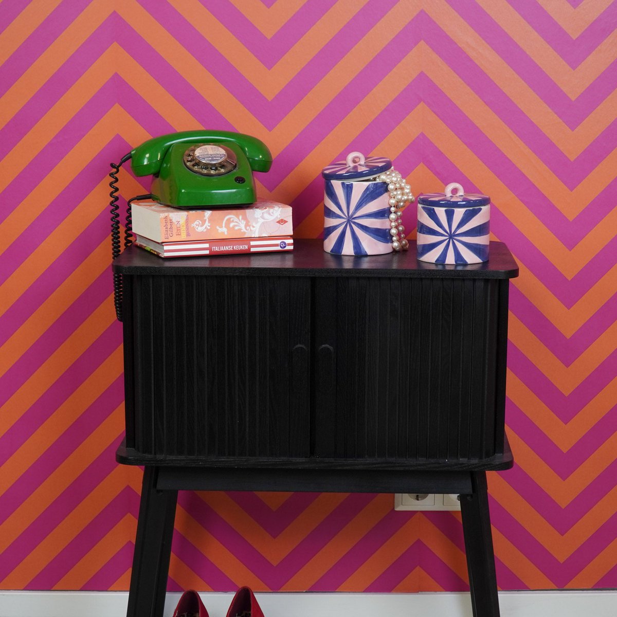 Housevitamin Voorraadpot Swirl - Dolomiet Roze/Blauw 11,5cm