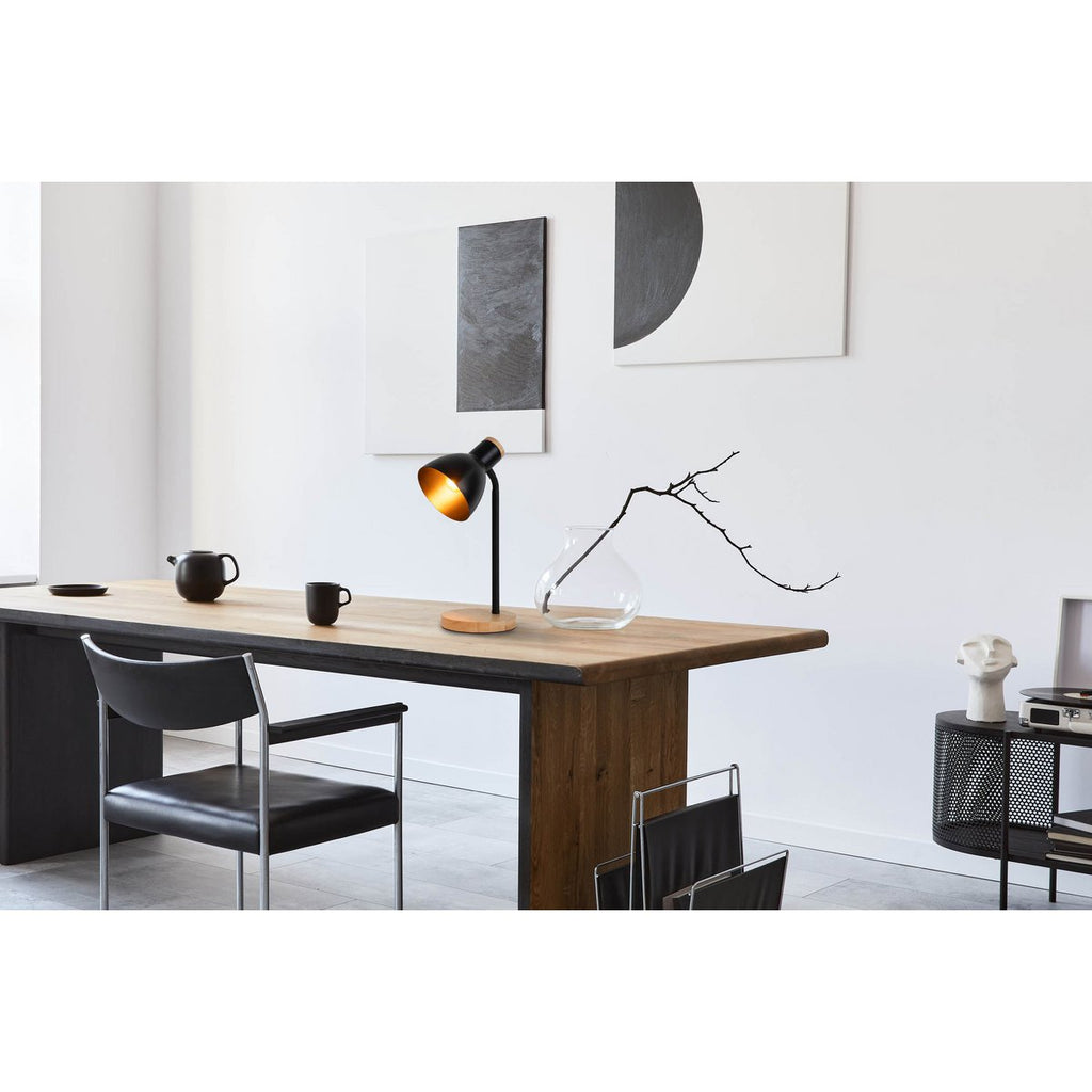 Marie Bureaulamp - Zwart Metaal Hout E14