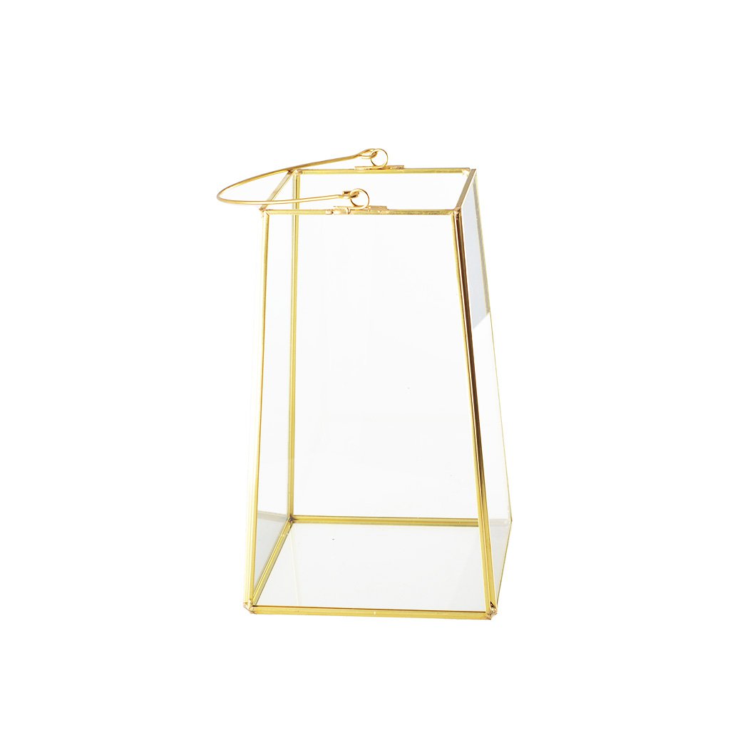 Glazen lantaarn gouden rand H20cm