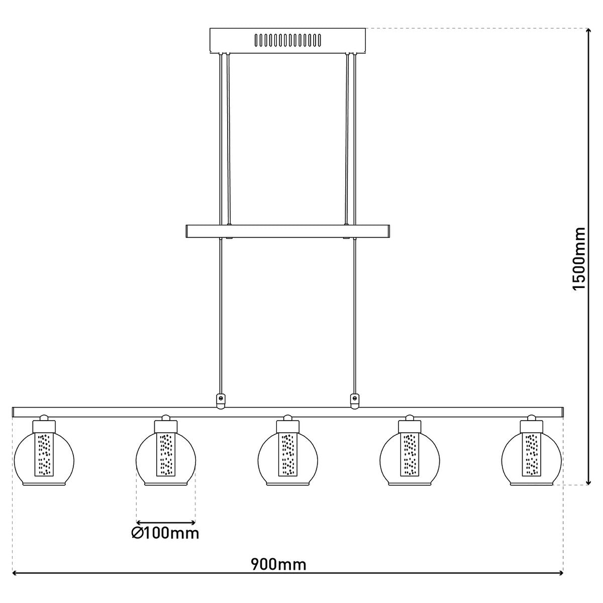 Näve Hanglamp - Zwart Glas 90cm LED
