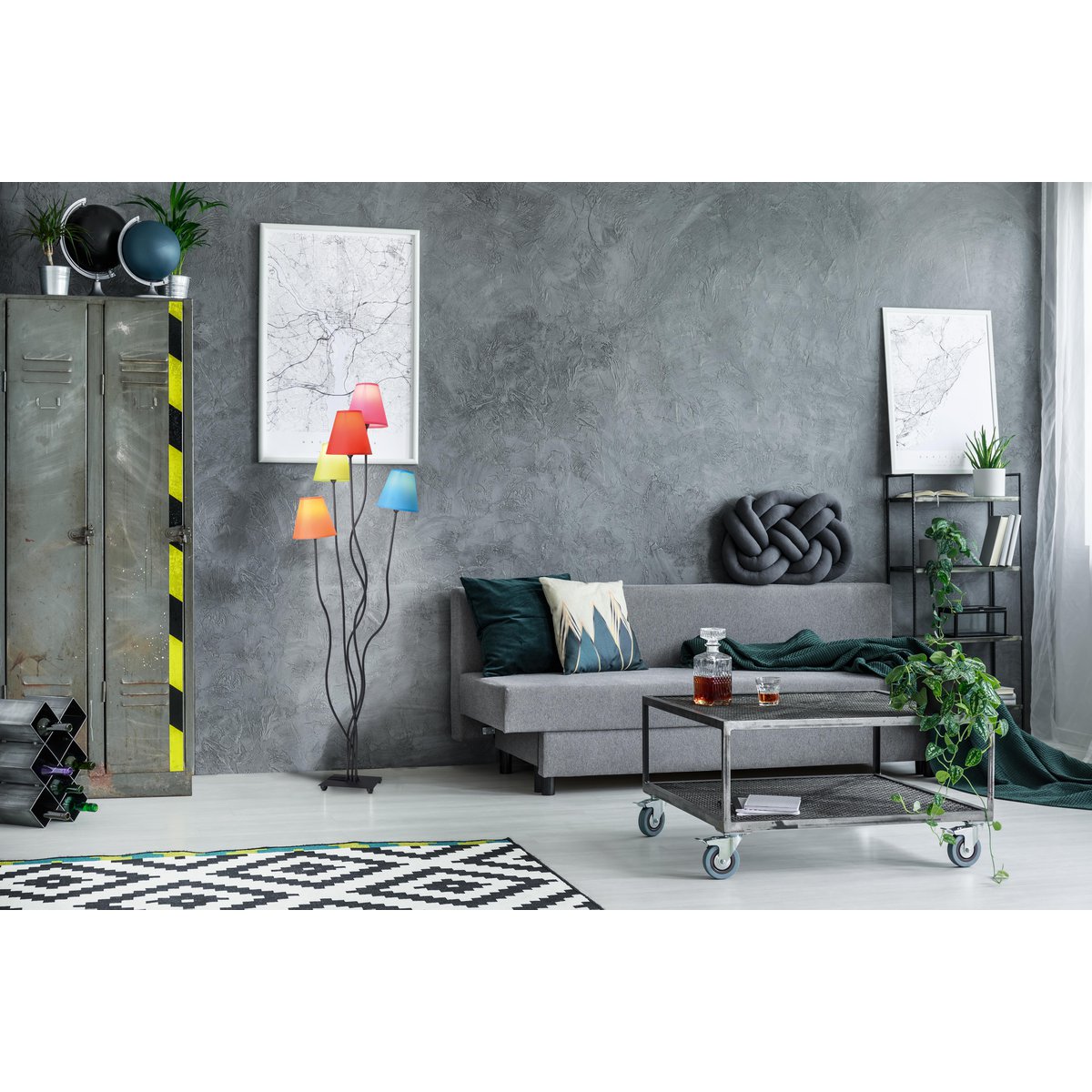Näve Leuchten Blauwe Vloerlamp 163cm - Design met Paraplubakken