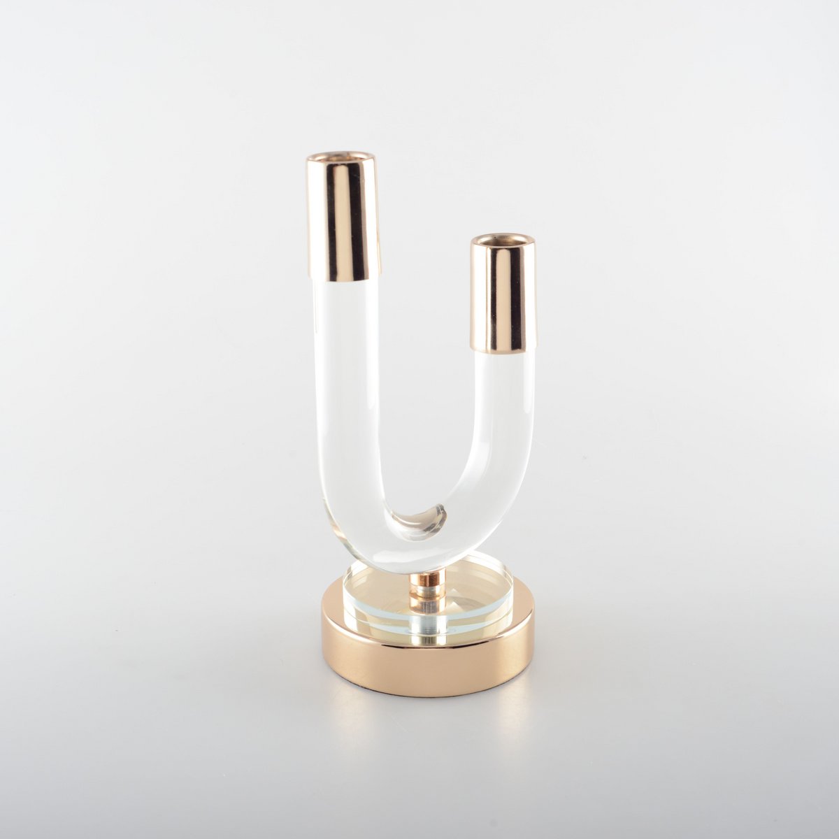 Transparante glazen kaarsenhouder goud 12x10x24cm - AULICA