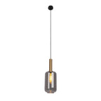 1-pending lamp "fumo", hanglamp gemaakt van metaal en glas in zwart, met E27-aansluiting, voor eetkamer, woonkamer, gang of kantoor, hangende lamp 150 x 22 cm