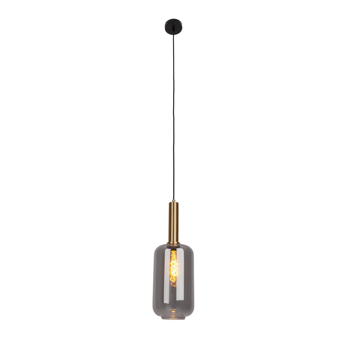 1-pending lamp "fumo", hanglamp gemaakt van metaal en glas in zwart, met E27-aansluiting, voor eetkamer, woonkamer, gang of kantoor, hangende lamp 150 x 22 cm