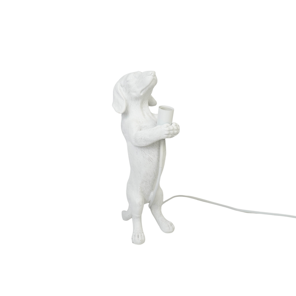 Tafellamp Teckel - Polyresin - Wit - E14 - 38cm
