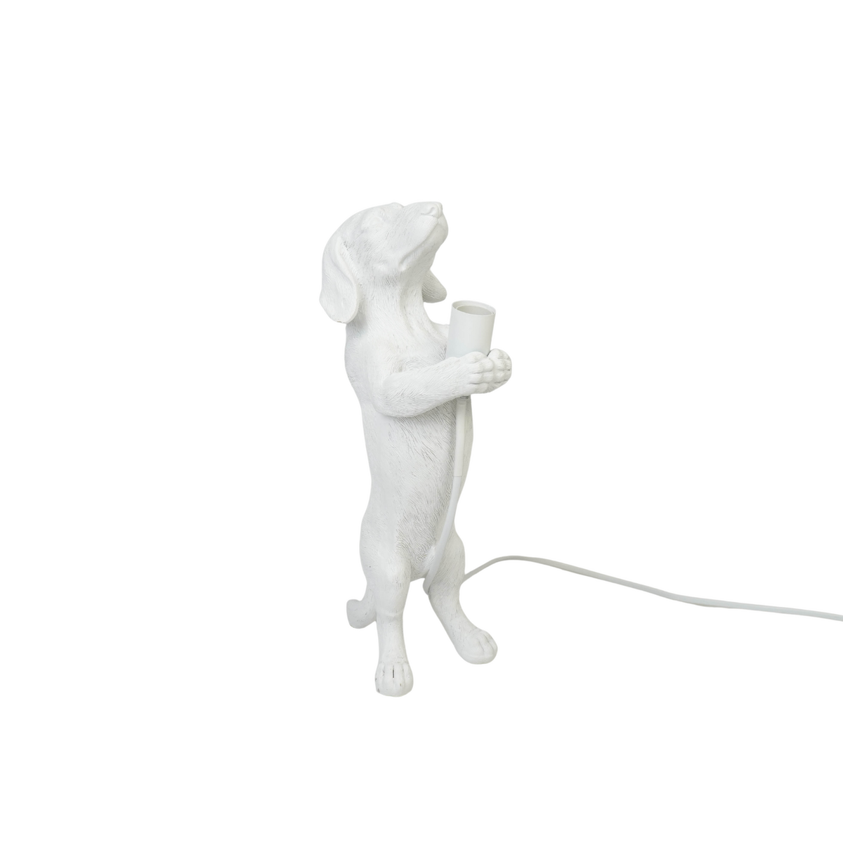 Tafellamp Teckel - Polyresin - Wit - E14 - 38cm