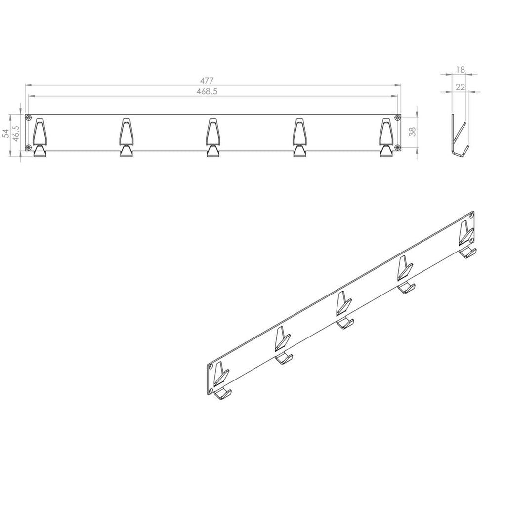 Gorillz Raw XL Five Wandkapstok - 10 Haken Zwart